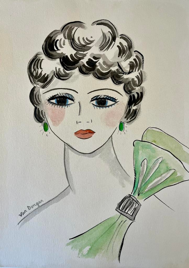 Kees Van Dongen - Aquarel - 1960 - Zeer mooie staat, Ophalen of Verzenden