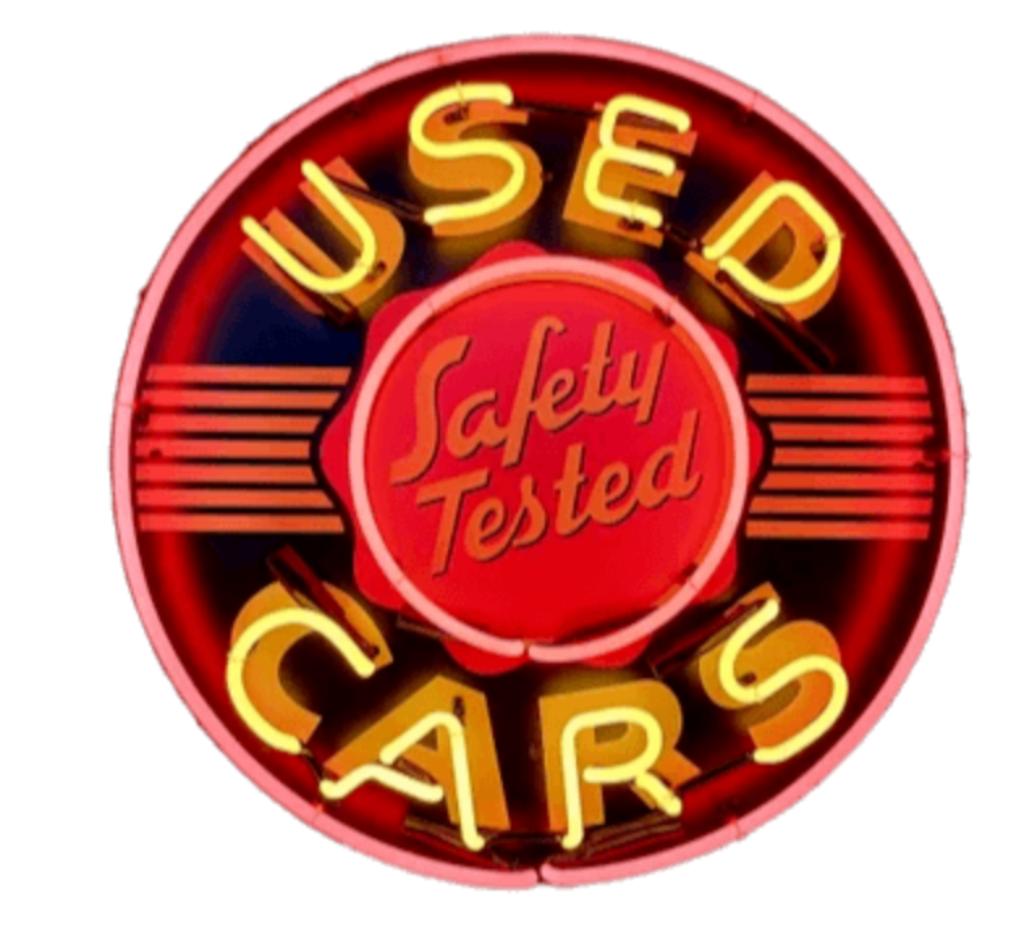 Used cars neon licht reclame garag showroom decoratie neons, Verzamelen, Merken en Reclamevoorwerpen, Nieuw, Lichtbak of (neon) lamp