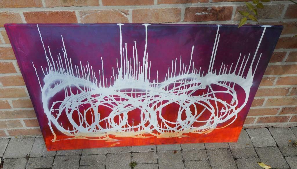 Toile peinture abstraite 114x75cm, Antiek en Kunst, Kunst | Schilderijen | Abstract, Ophalen