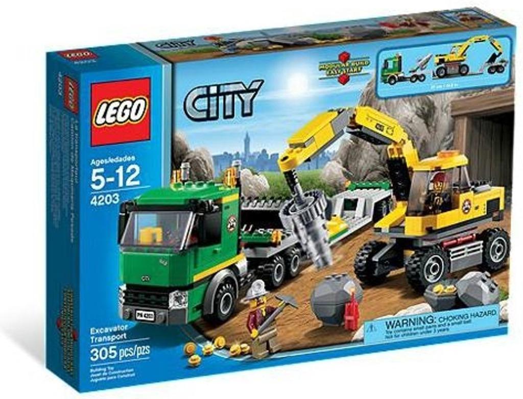 Lego City - 4203 - graafmachinetransport, Ophalen of Verzenden, Gebruikt, Complete set, Lego