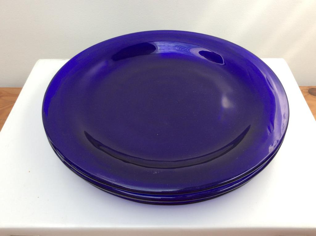 Glazen borden - blauw (4st), Ophalen, Bord(en), Overige stijlen, Glas