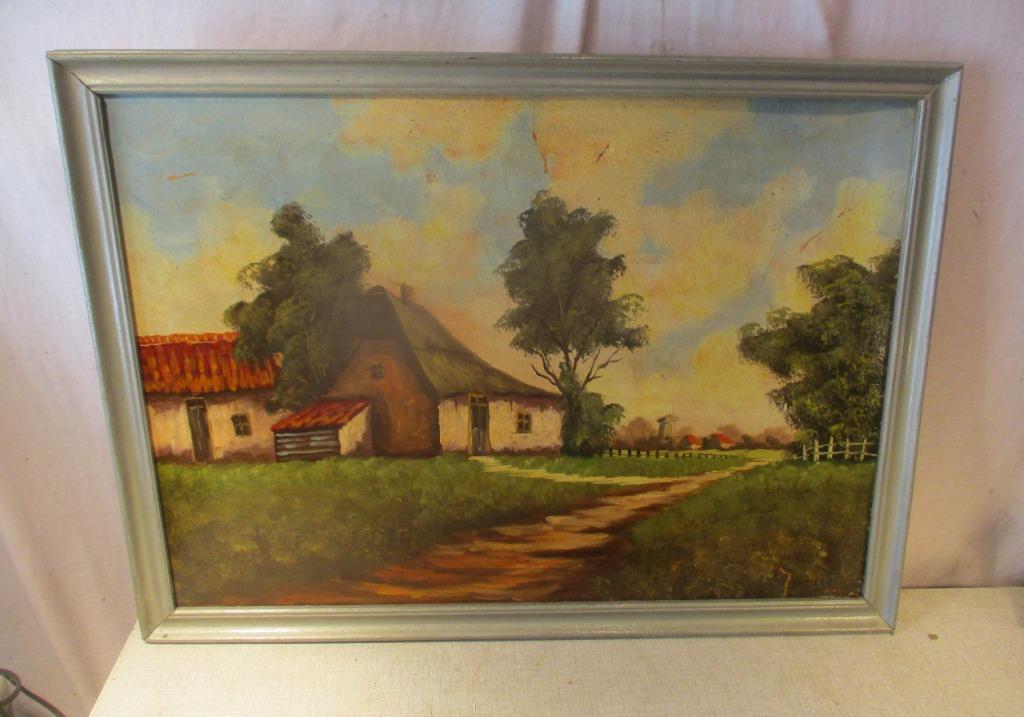 Mooi Oud Geschilderd Werk 'Pas naar de Hoeve' - 76x56, Antiek en Kunst, Ophalen of Verzenden