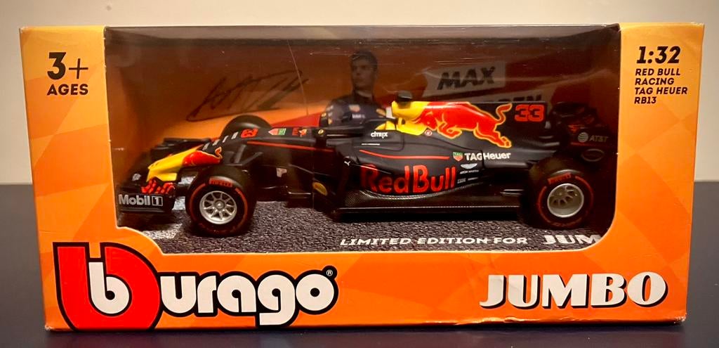 Jumbo Red Bull RB13 1/32 limited edition Max Verstappen, Hobby en Vrije tijd, Ophalen of Verzenden, Zo goed als nieuw