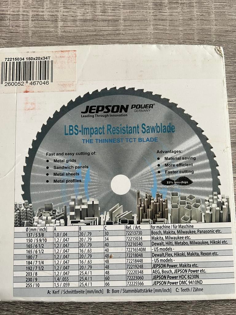 Lame à métaux JEPSON, Enlèvement, Neuf, Scie à onglet