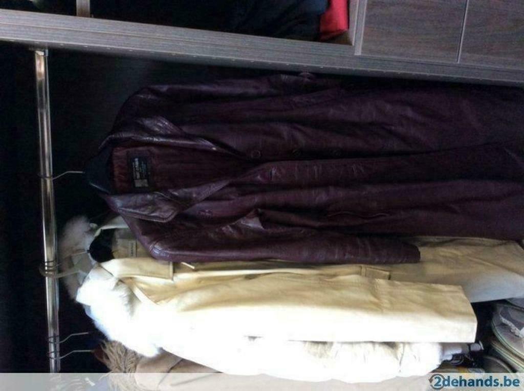 Bordeaux lederen lange mantel saint Arnaud, Kleding | Dames, Ophalen, Gedragen, Maat 36 (S), Overige kleuren