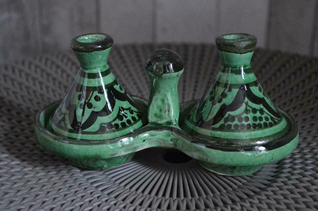 Peper en zout tajine set breedte 15,5 cm hoogte 9 cm, Gebruikt, Overige typen, Ophalen of Verzenden, Overige stijlen