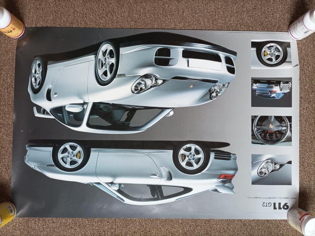 Poster Porsche 911 GT2, Ophalen of Verzenden, Zo goed als nieuw, A1 t/m A3, Sport