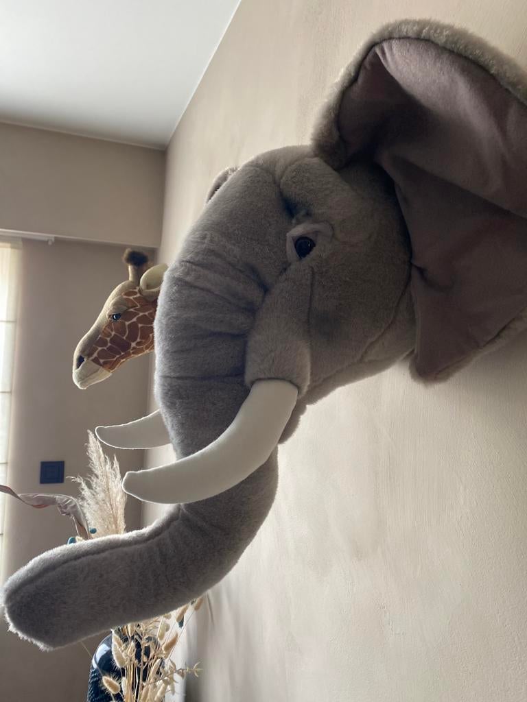 Olifant en giraf wanddecoratie, Ophalen of Verzenden, Zo goed als nieuw, Wanddecoratie