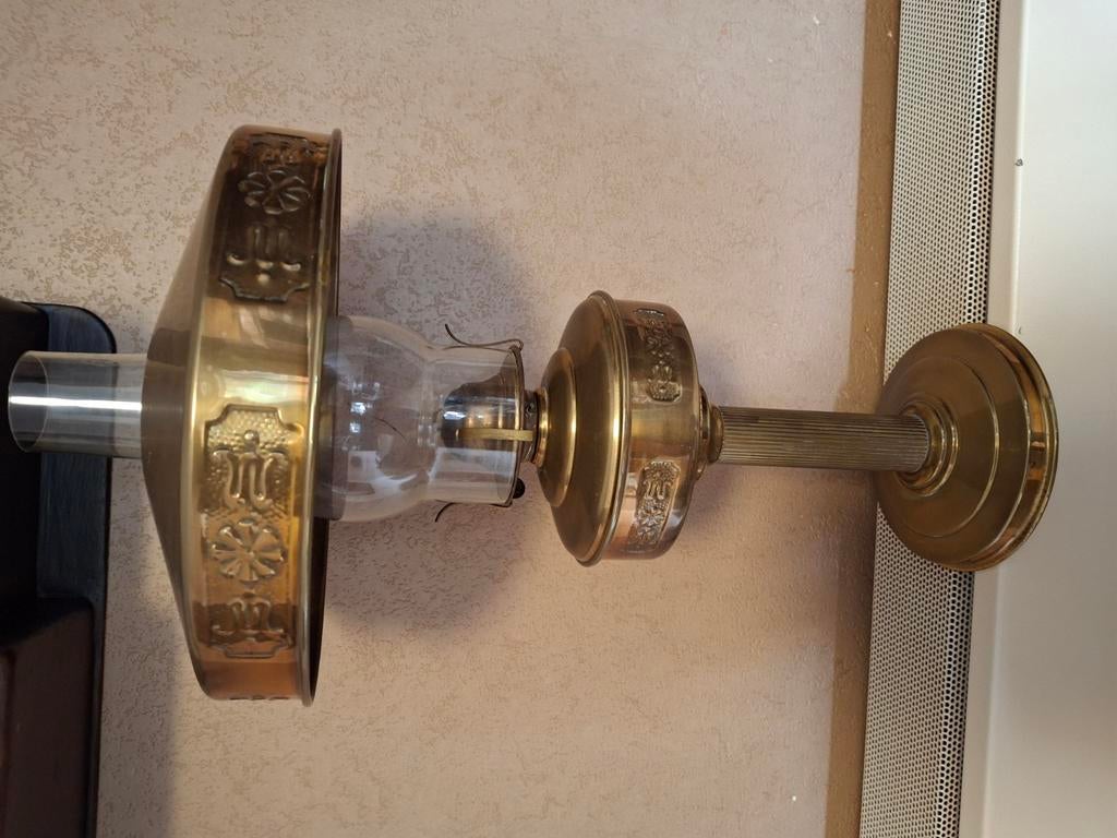 Lampe à huile en cuivre antique, Enlèvement ou Envoi