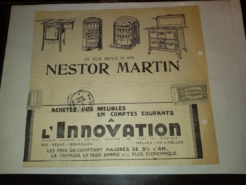 Postzegels België telegram 1931 met reclame lot 433, Met envelop, Ophalen of Verzenden, Gestempeld, Gestempeld