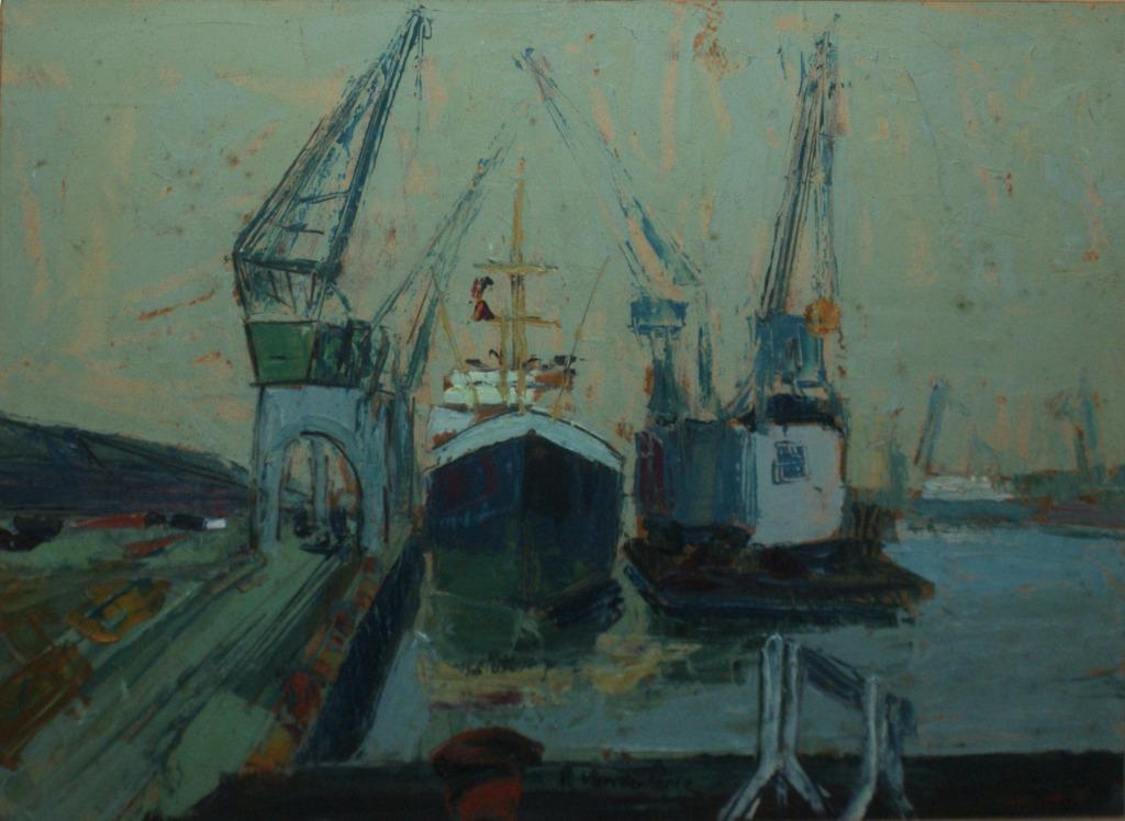 Harold Van de Perre (1937): Havenzicht (58 x 48 cm), Enlèvement ou Envoi