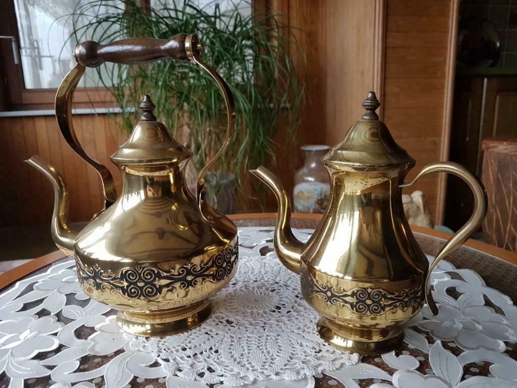 koperen koffie kan en waterketeltje, Ophalen, Koper