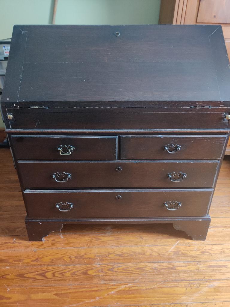 Vol eiken secretaire met kleine schade, Antiek en Kunst, Ophalen