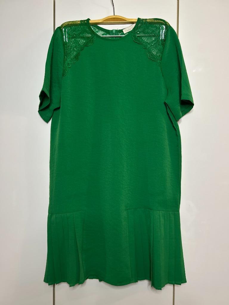 Peace n'love groene plooijurk - Maat S/M, Kleding | Dames, Ophalen of Verzenden, Zo goed als nieuw, Knielengte, Groen