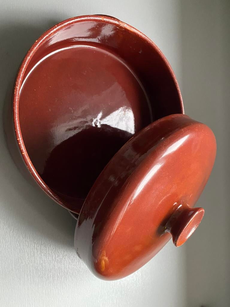 Terracotta stoofpan stoofpot, Huis en Inrichting, Keuken | Potten en Pannen, Ophalen of Verzenden, Gebruikt