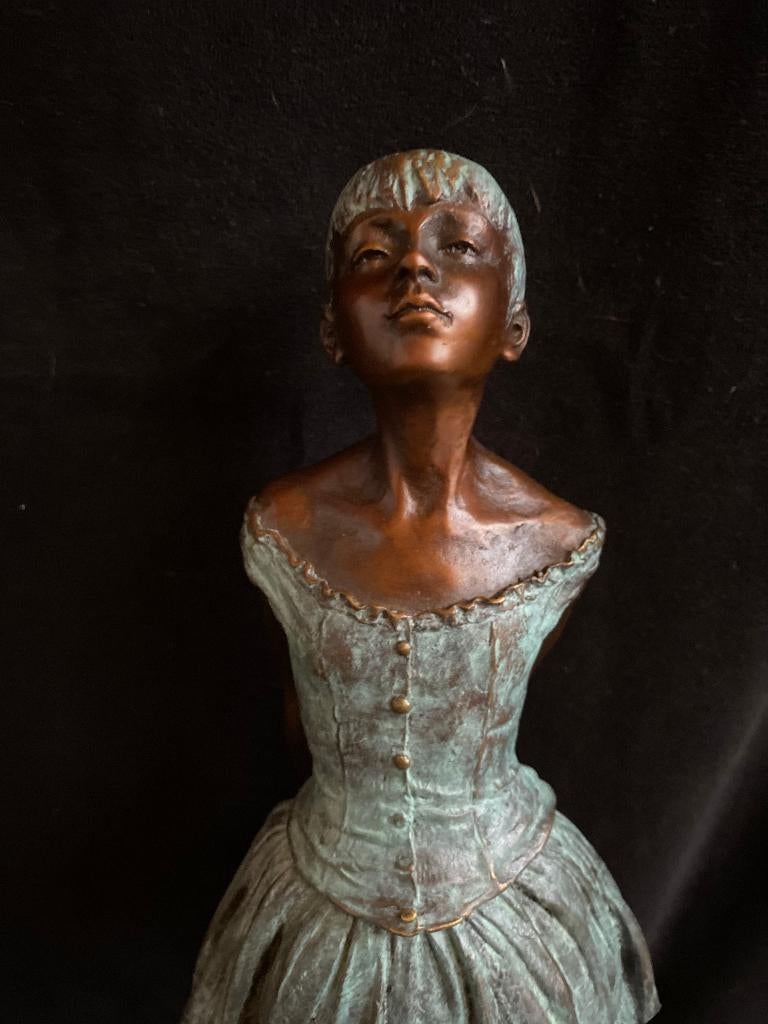 Bronzen ballerina Degas subtiel gekleurd 40cm!! zuiver brons, Enlèvement ou Envoi