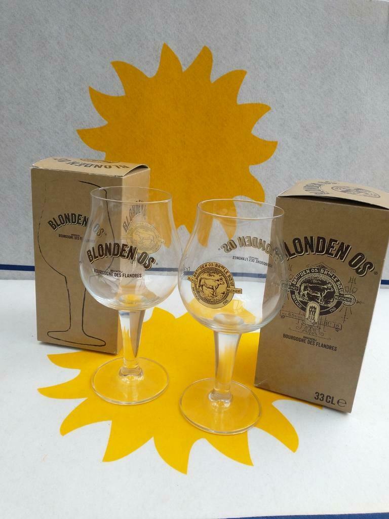 Glazen blonden os Bourgogne des flandres, Verzamelen, Ophalen of Verzenden, Zo goed als nieuw, Bierglas