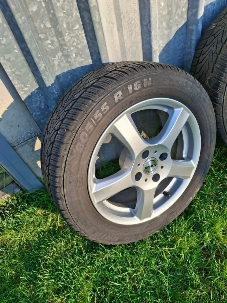 Winterbanden op enzo velgen, Ophalen, Gebruikt, 16 inch, Banden en Velgen