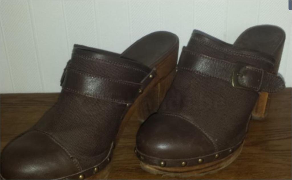 houten klompen bruin met stof, Kleding | Dames, Ophalen of Verzenden, Gedragen, Bruin