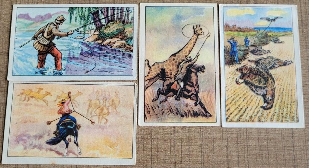 4 verzamelprentjes: reeks Jacht (Kwatta), Verzamelen, Foto's en Prenten, Ophalen of Verzenden, Gebruikt, Dier, Prent