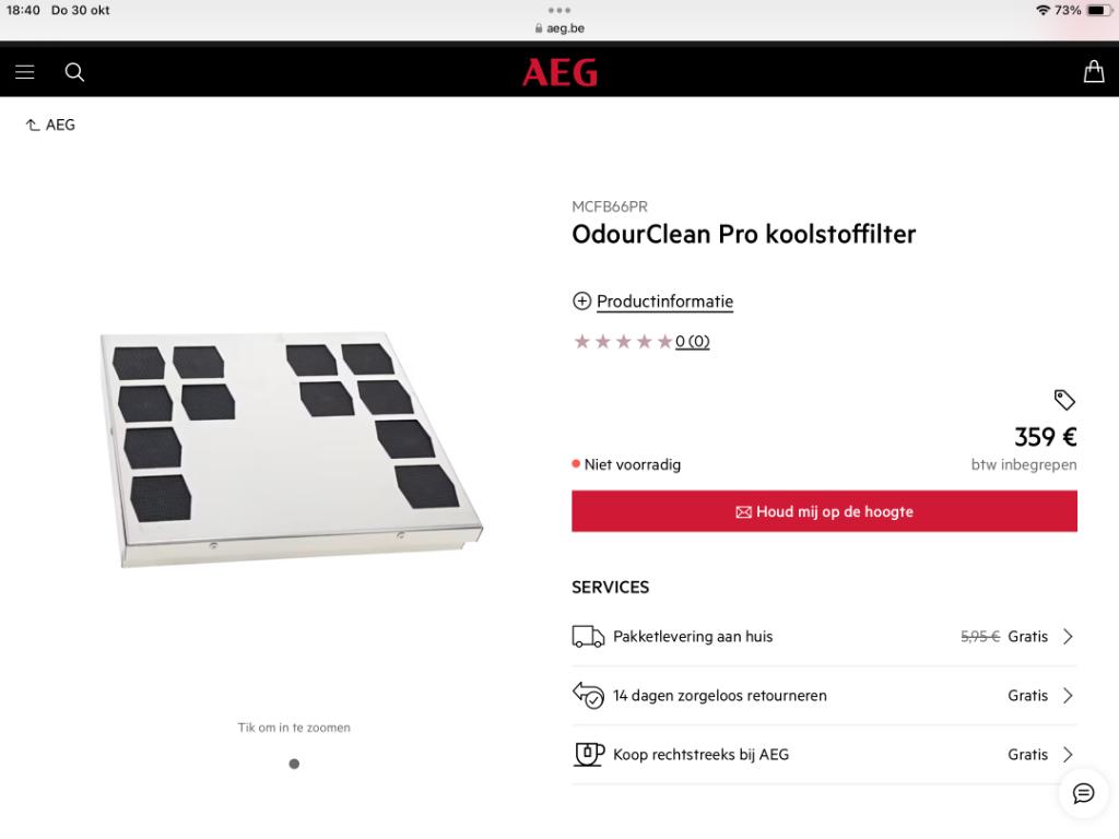 AEG Carbon Filter Dampkap MCFB66PR NIEUW, Enlèvement ou Envoi, Neuf, Encastré, Hotte sous-encastrable