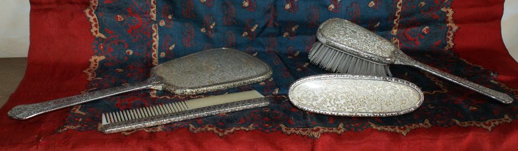 Regent of London, Nécessaire de toilette 4pc, fin années 40, Antiquités & Art, Enlèvement ou Envoi, Argent