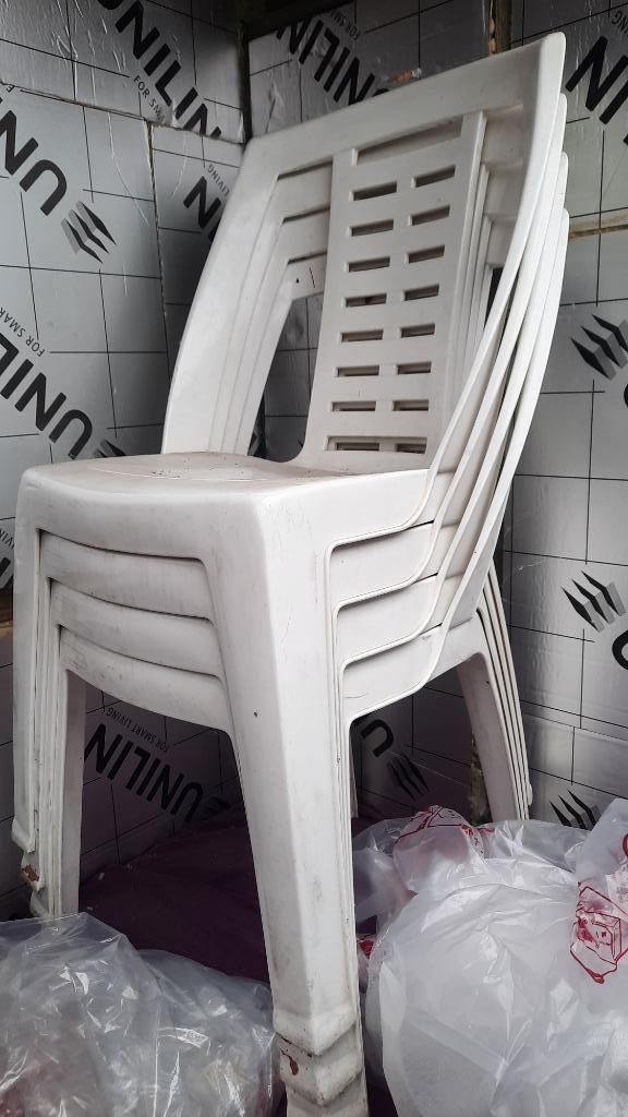 4 tuinstoelen, Jardin & Terrasse, Chaises de jardin, Enlèvement, Utilisé, Synthétique, Empilable