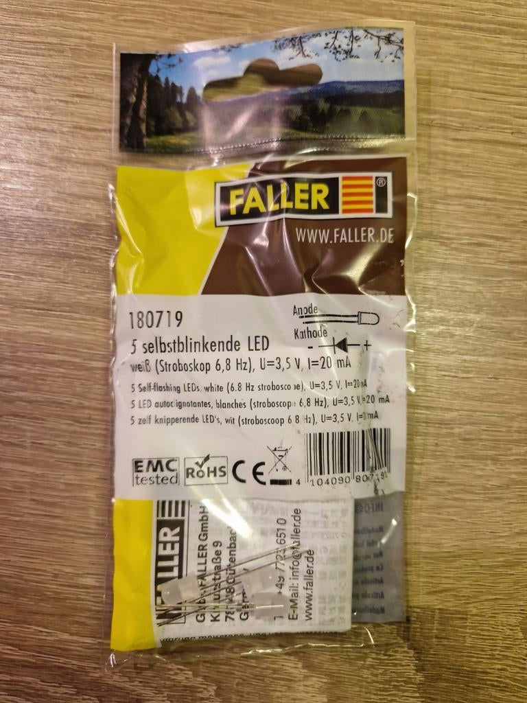 Faller 180719 5x zelf knipperende led's wit, Ophalen of Verzenden, Nieuw