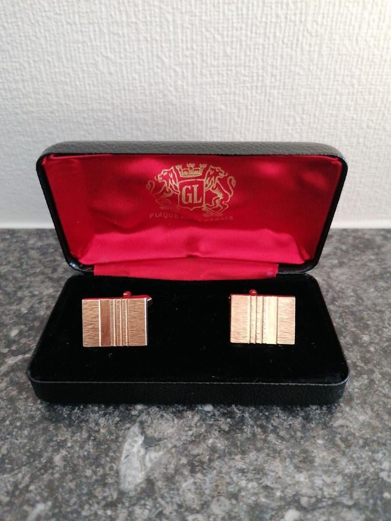 Vintage manchetknopen jaren 70s, plaqué or 18 carats, Ophalen of Verzenden, Zo goed als nieuw