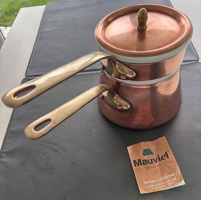 Koperen bain-marie Mauviel met porceleinen sauspot Mauviel, Ophalen of Verzenden