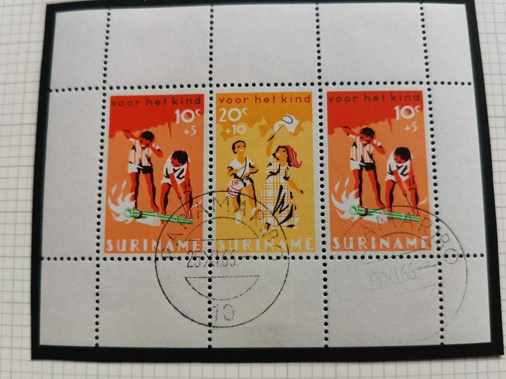 Suriname 1966 - timbres pour enfants - feuillet, Enlèvement ou Envoi, Affranchi