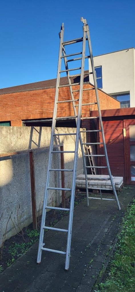 Aluminium Schuifladder – 4 meter, Bricolage & Construction, Échelles & Escaliers, Utilisé, Échelle, 2 à 4 mètres, Enlèvement
