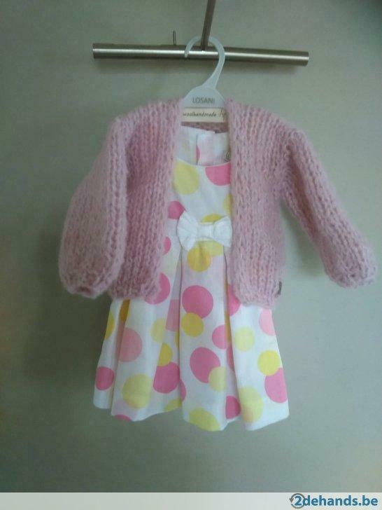 Handgebreide baby -peuter bernadetje met muts of haarband, Enlèvement ou Envoi, Neuf, Garçon ou Fille, Pull ou Veste