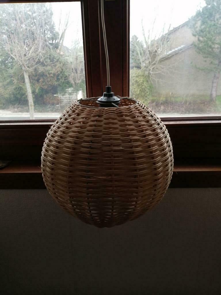rieten bol, hanglamp, Huis en Inrichting, Lampen | Hanglampen, Ophalen, Gebruikt