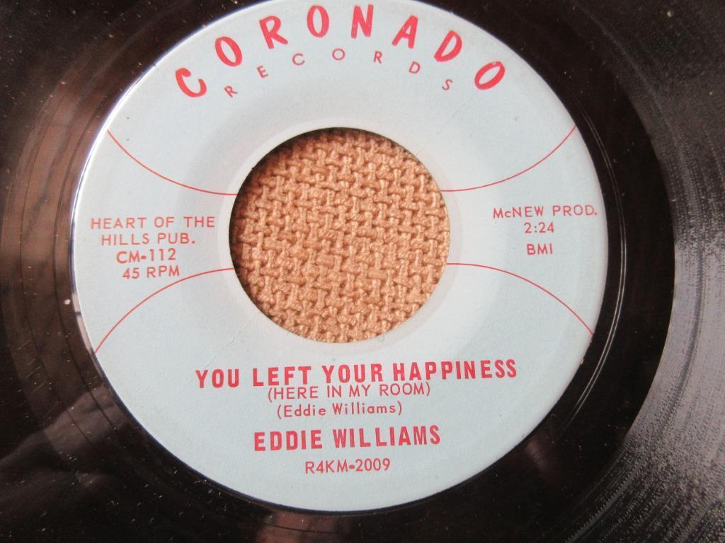 Eddie Williams ‎– You Left Your Happiness, R&B et Soul, Single, Comme neuf, 7 pouces