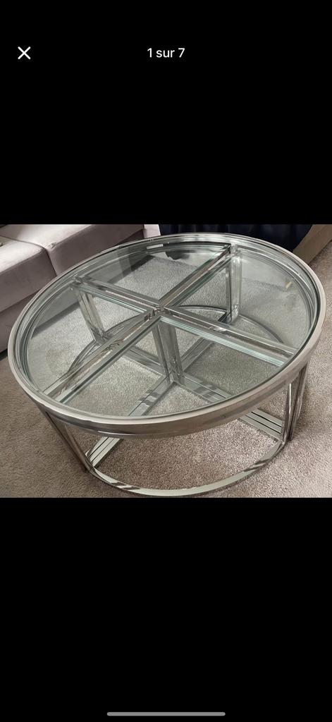 Table basse métallique et verre, Enlèvement, Comme neuf