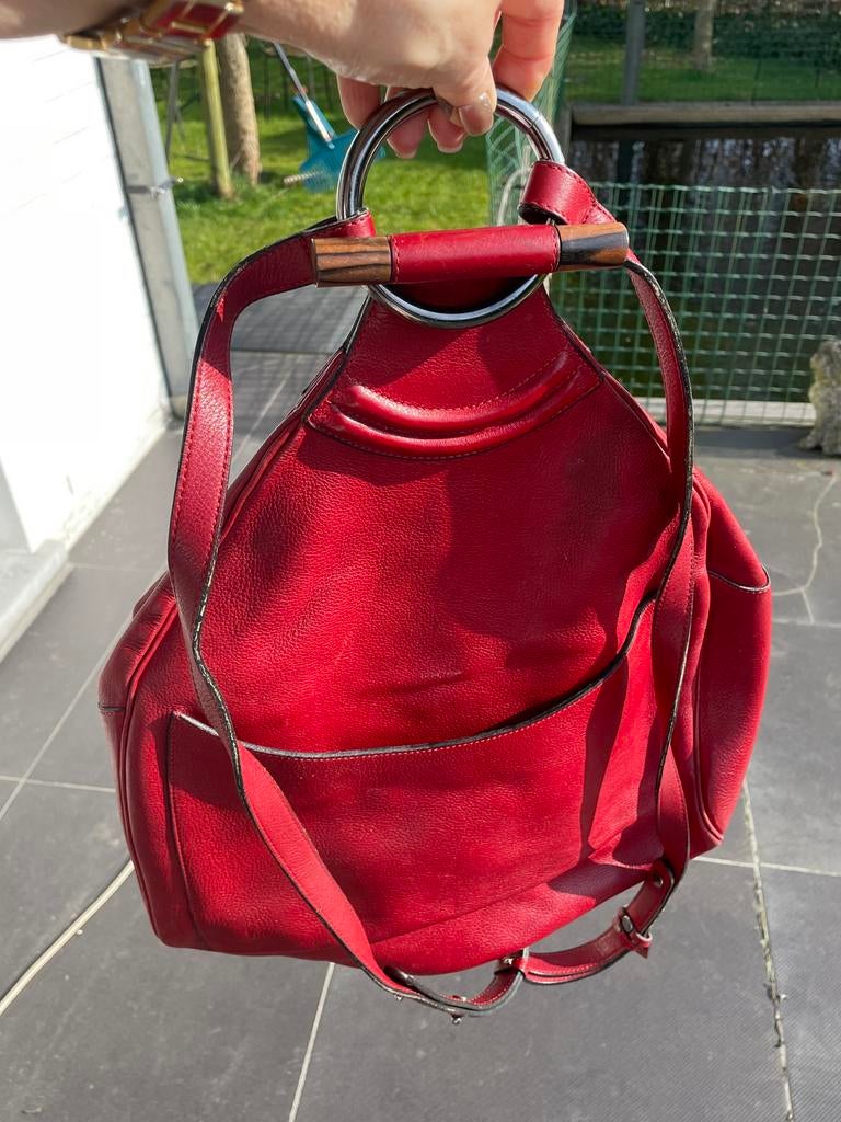 Rugzak delvaux  bordeaux kleur rits stuk, Ophalen of Verzenden, Gebruikt, Leer