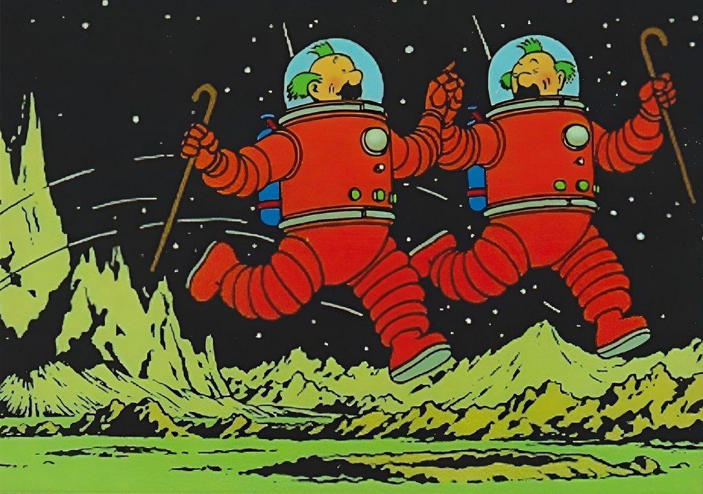 Carte postale : Hergé : Tintin : On a marché sur la lune, Ophalen of Verzenden
