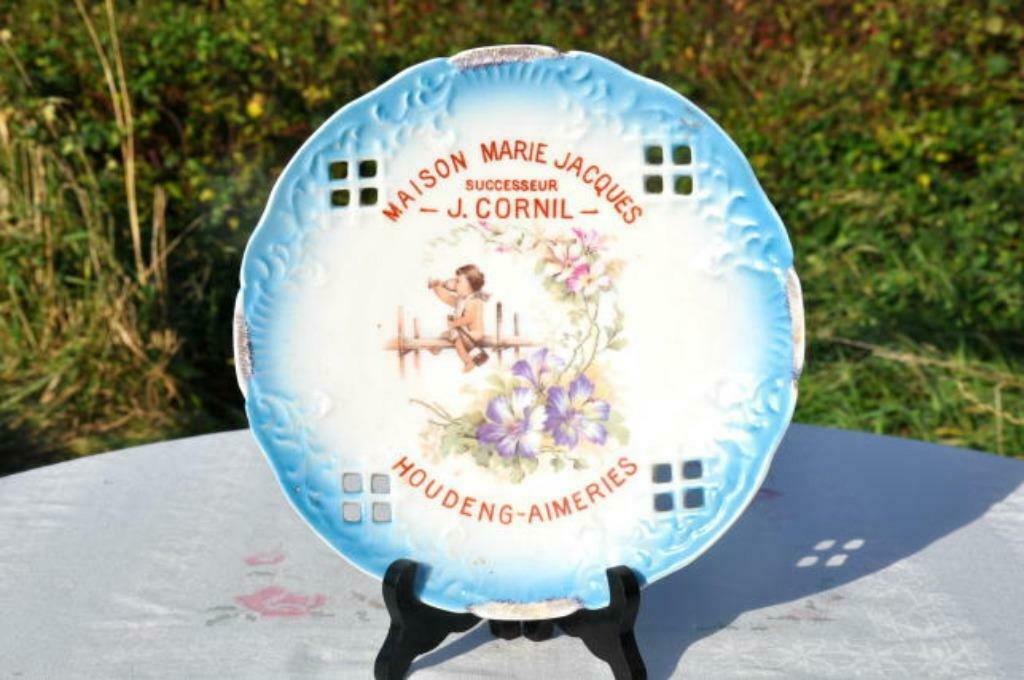 §  assiette publicitaire porcelaine a 16 trous petre baudour, Enlèvement ou Envoi