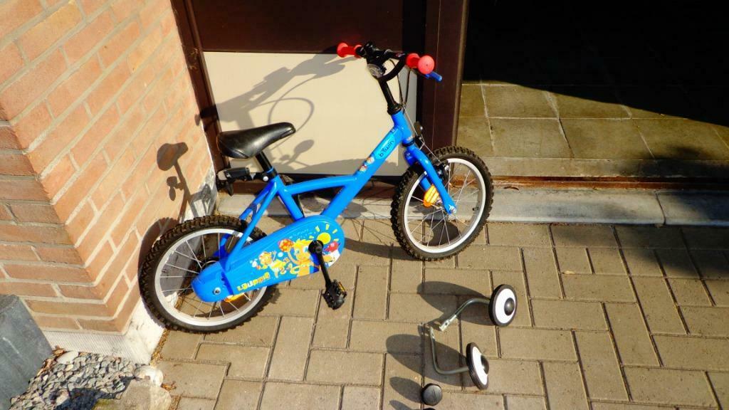 kinderfiets Louppio 16"-BTwin-Decathlon+steunwieltjes, Kinderen en Baby's, Overige Kinderen en Baby's, Zo goed als nieuw, Ophalen