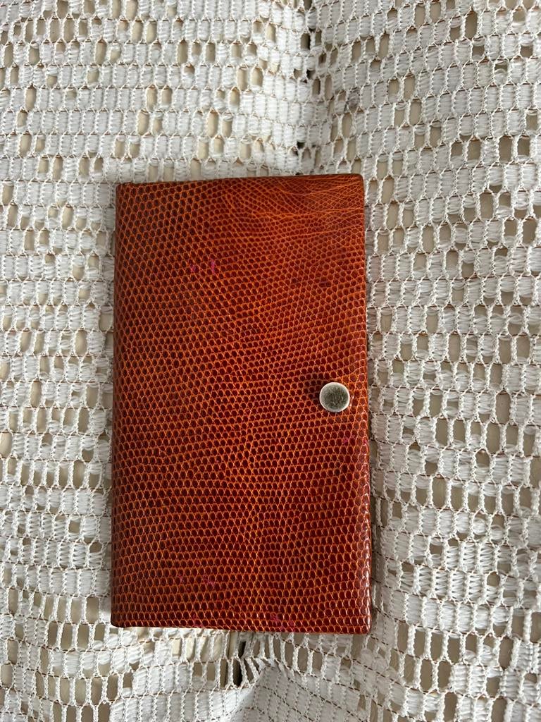 DELVAUX cognac leren kaarthouder met hagedissen, Ophalen of Verzenden, Leder