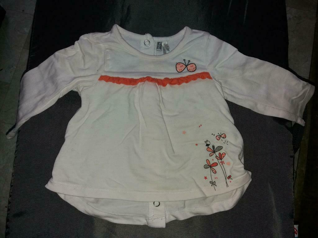 T shirt manches longues bébé fille T62, Kinderen en Baby's, Babykleding | Maat 62, Gebruikt, Meisje, Ophalen of Verzenden, Shirtje of Longsleeve