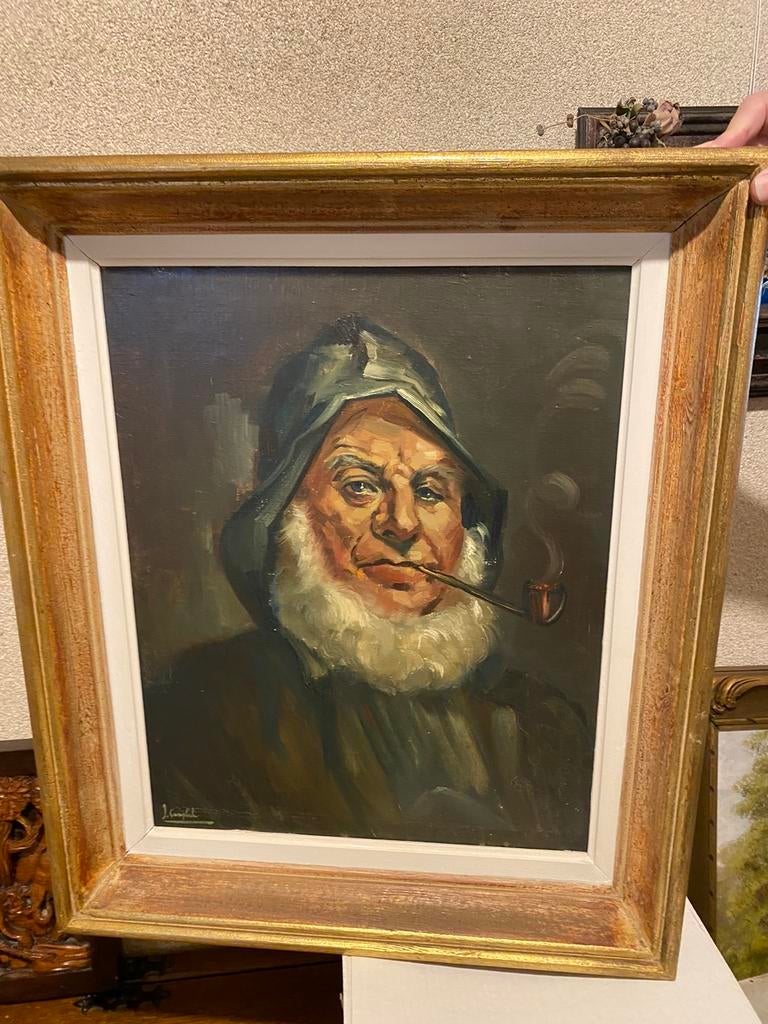 Schilderij visser., Antiek en Kunst, Ophalen