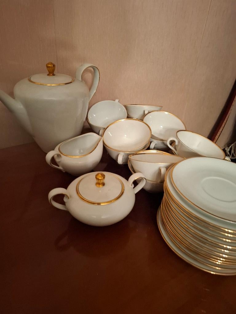Vintage porseleinen koffieservies Eschenbach mt gouden rand, Ophalen