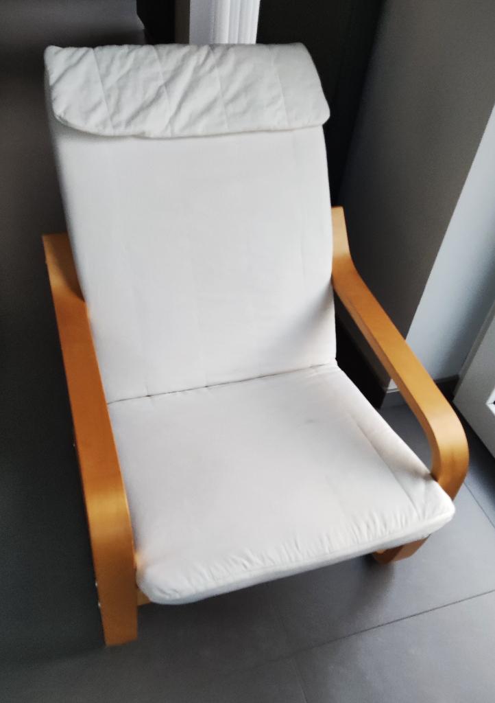 IKEA POÄNG relaxstoel Kleur ecru, Huis en Inrichting, Ophalen, Zo goed als nieuw, Eenpersoons, Hout