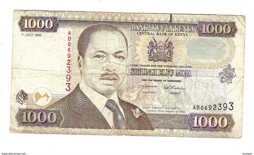 kenya 1000 shillings 1995 34b, Postzegels en Munten, Bankbiljetten | Afrika, Verzenden, Overige landen, Los biljet