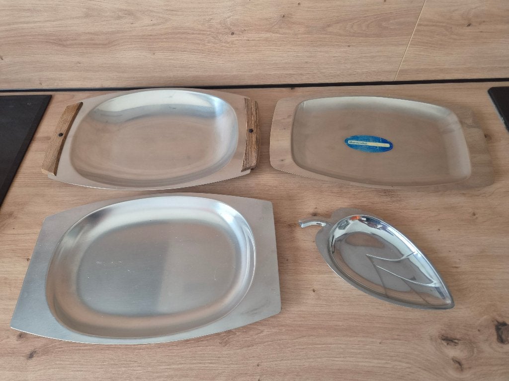 4 vintage schalen RVS inox / mid-century lot (jaren 70), Collections, Rétro, Enlèvement ou Envoi