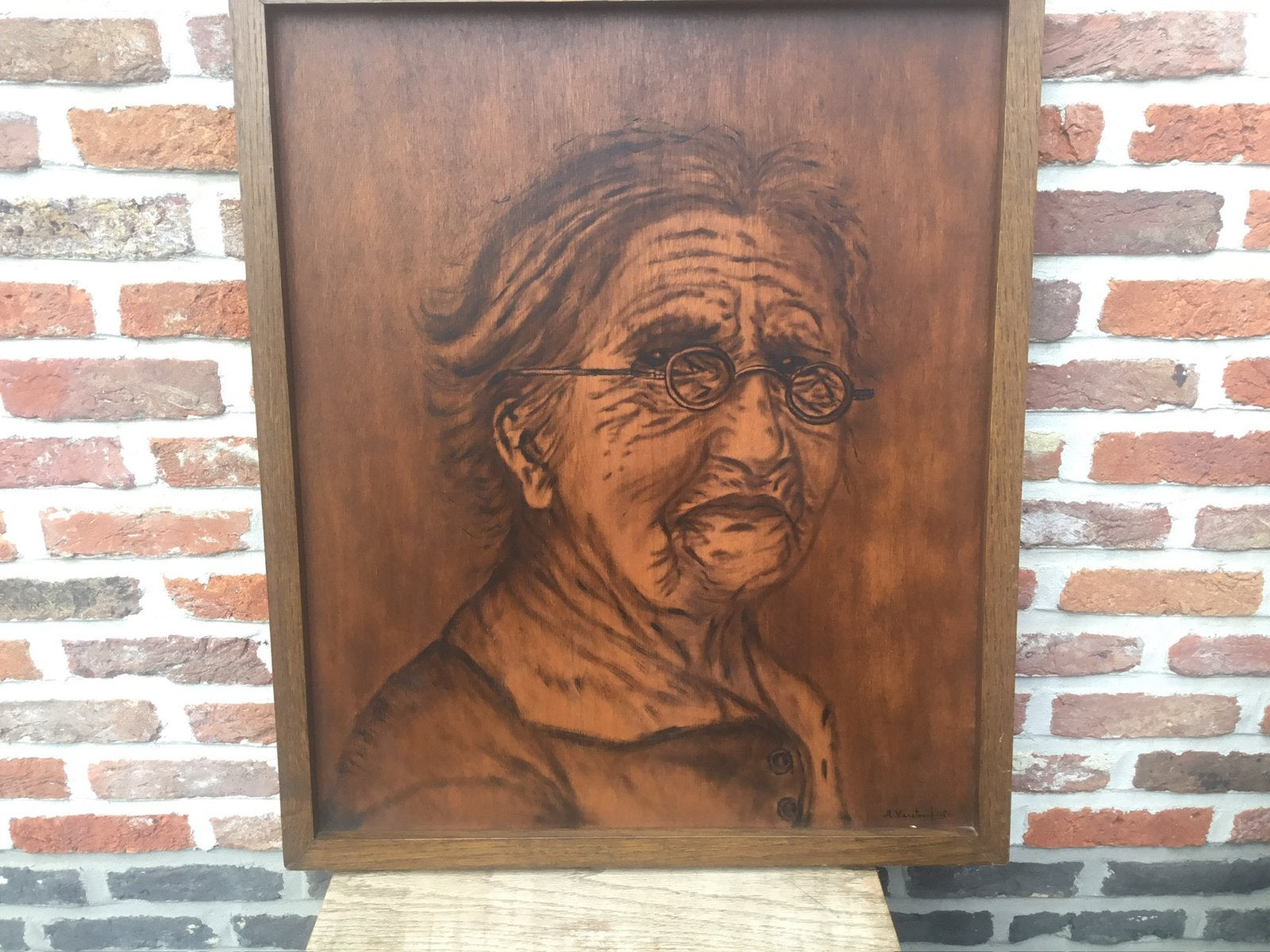 Dessin/bois - Van Steenkiste Andrea - Ingelmunster - 50x60cm, Enlèvement, Dessin