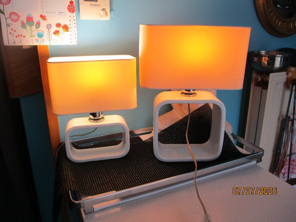 Lot de 2 lampes de table Bellino, petites et grandes, 41 cm, Avec abat-jour, Enlèvement, Pierre/céramique