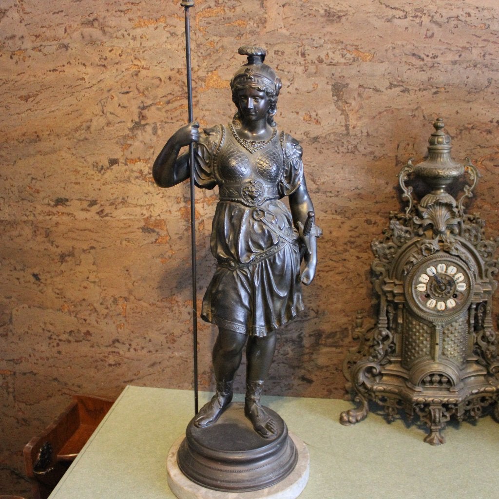 Groot Klassiek Beeld "Athena / Minerva" (Krijgsgodin), Antiquités & Art, Enlèvement ou Envoi, Classique, Métal, Statue